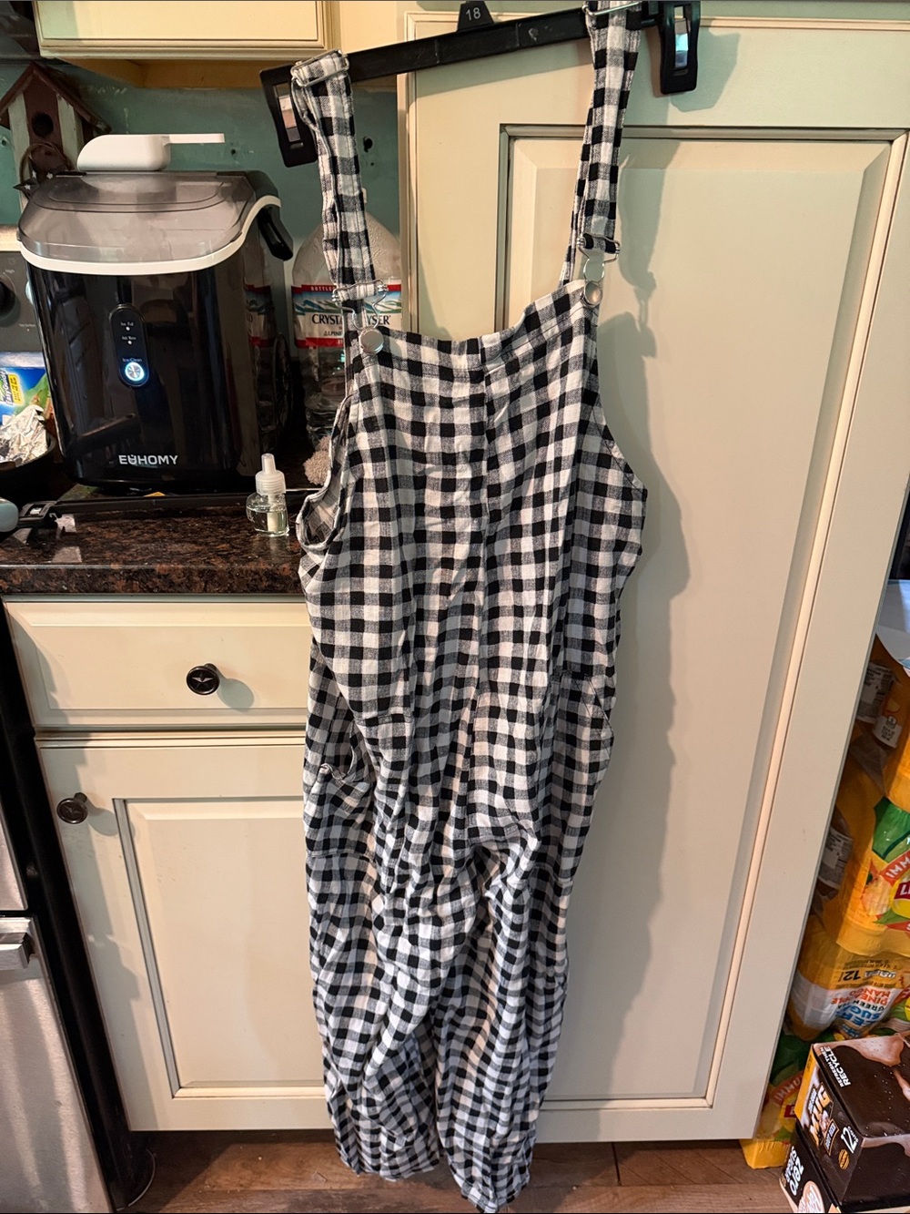 Zara Black & White Gingham Strap Jumpsuit
